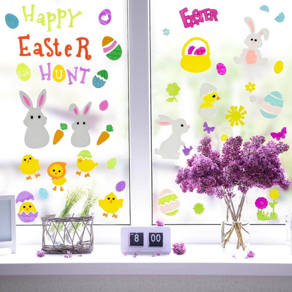 Set of 6 Double Sided Easter Gel Window Clings. Picture 6