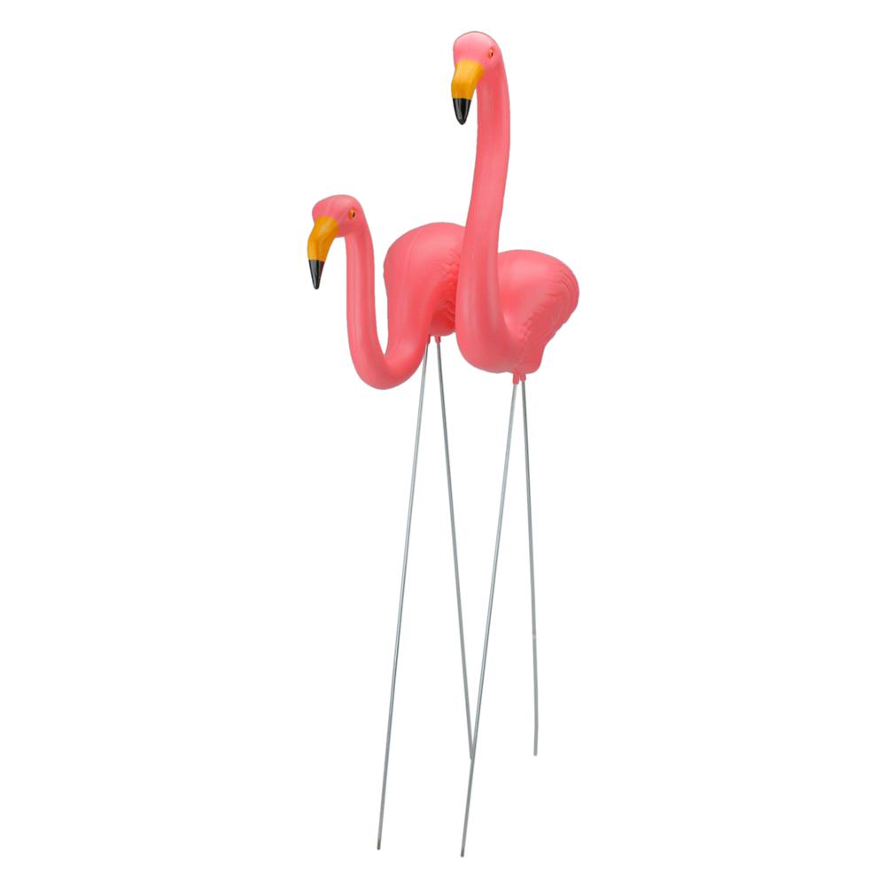 Set of 2 Tropical Pink Flamingo Outdoor Lawn Stakes 33". Picture 4