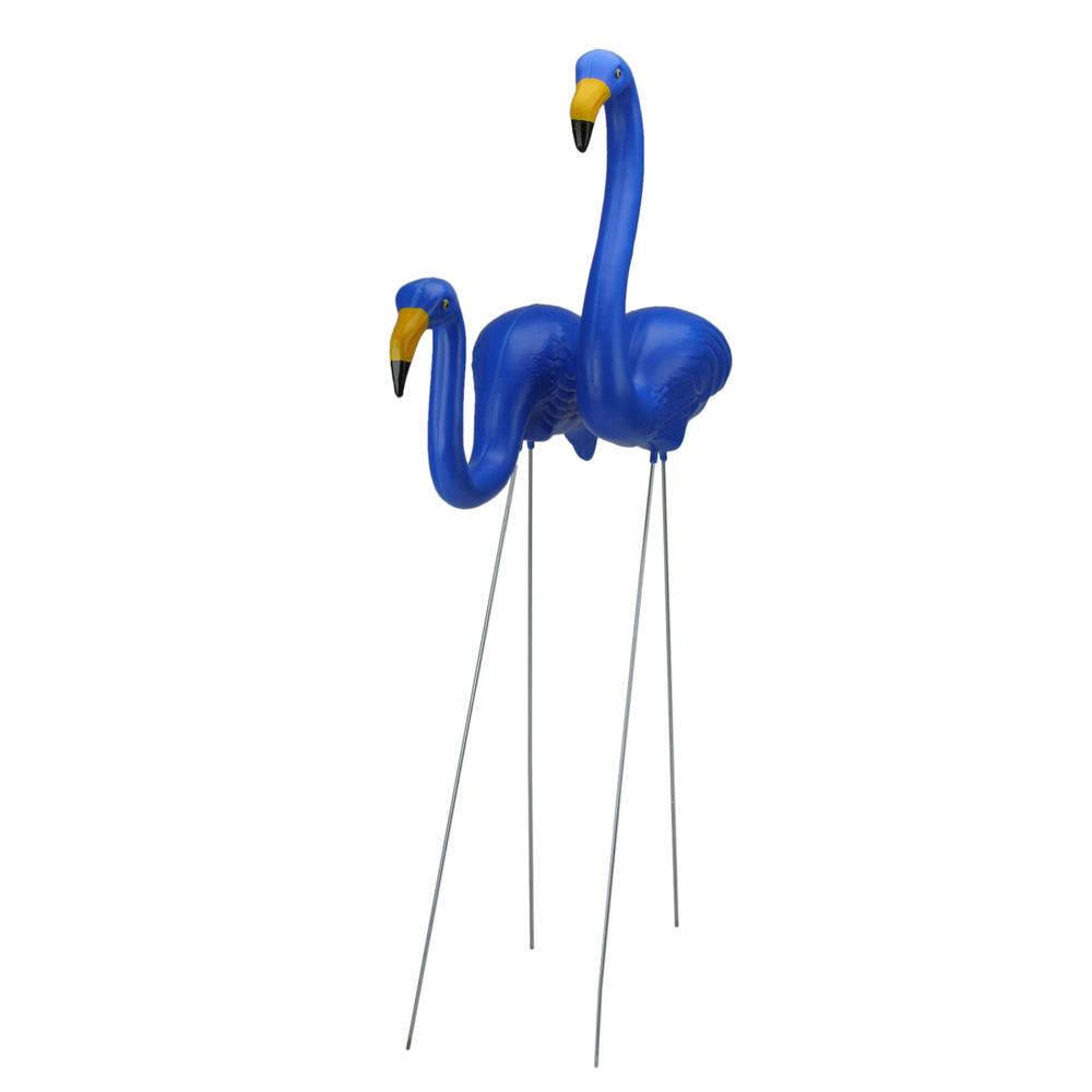Set of 2 Blue Tropical Flamingo Outdoor Lawn Stakes 33". Picture 5