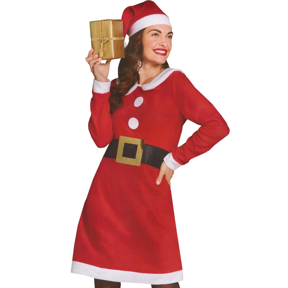 41-Inch Red and White Women's Mrs. Claus Costume Set - Medium. Picture 1