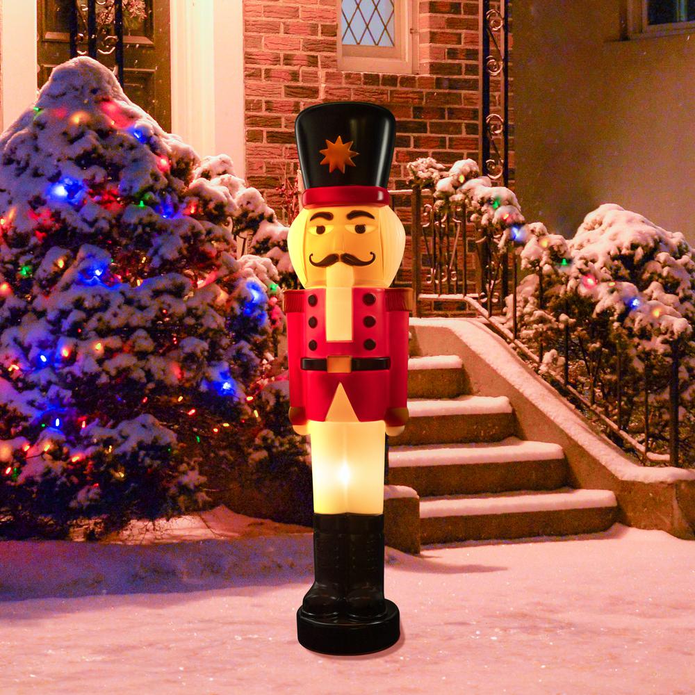59" Lighted Retro Style Blow Mold Soldier Outdoor Christmas Decoration. Picture 2
