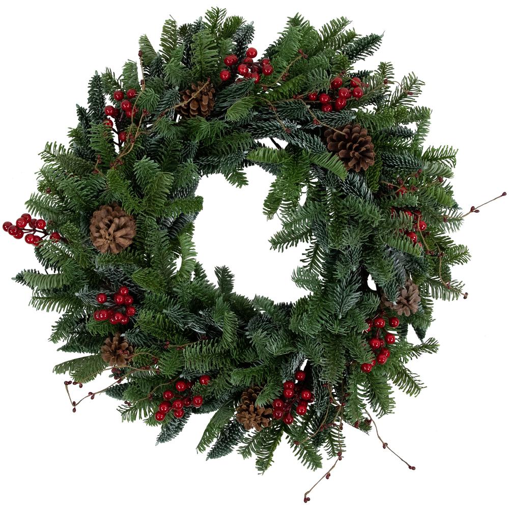 30'' Red Berries and Pine Cones Christmas Wreath  Unlit. Picture 1