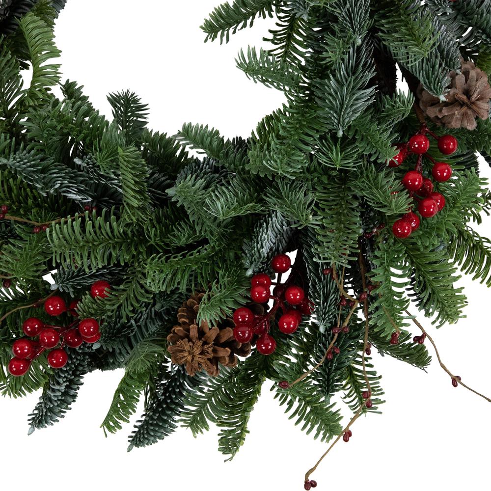30'' Red Berries and Pine Cones Christmas Wreath  Unlit. Picture 4