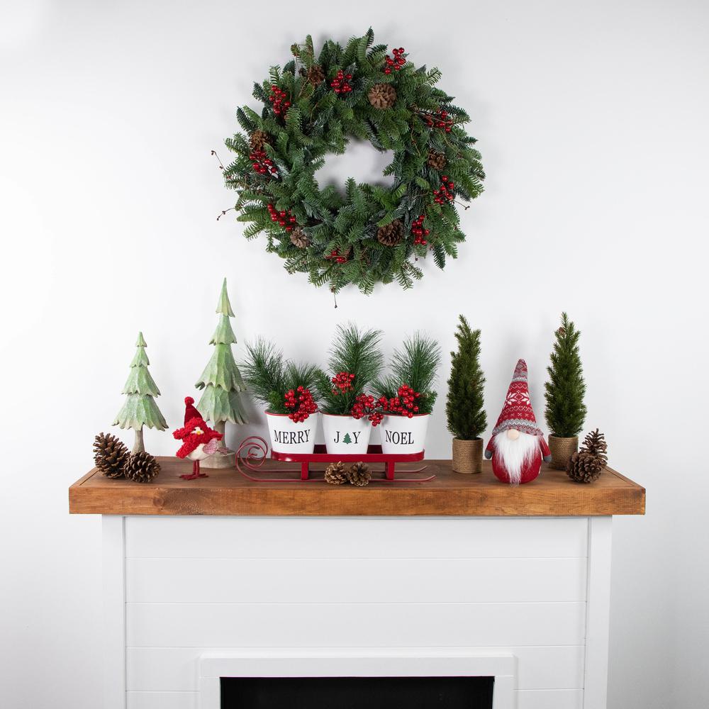 30'' Red Berries and Pine Cones Christmas Wreath  Unlit. Picture 3
