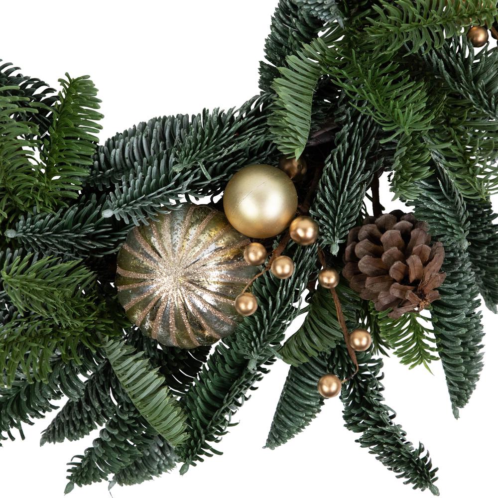 Pine with Gold Ball Ornaments and Pine Cones Christmas Wreath 22-Inch Unlit. Picture 4