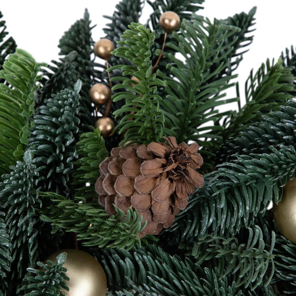 Pine with Gold Ball Ornaments and Pine Cones Christmas Wreath 22-Inch Unlit. Picture 7