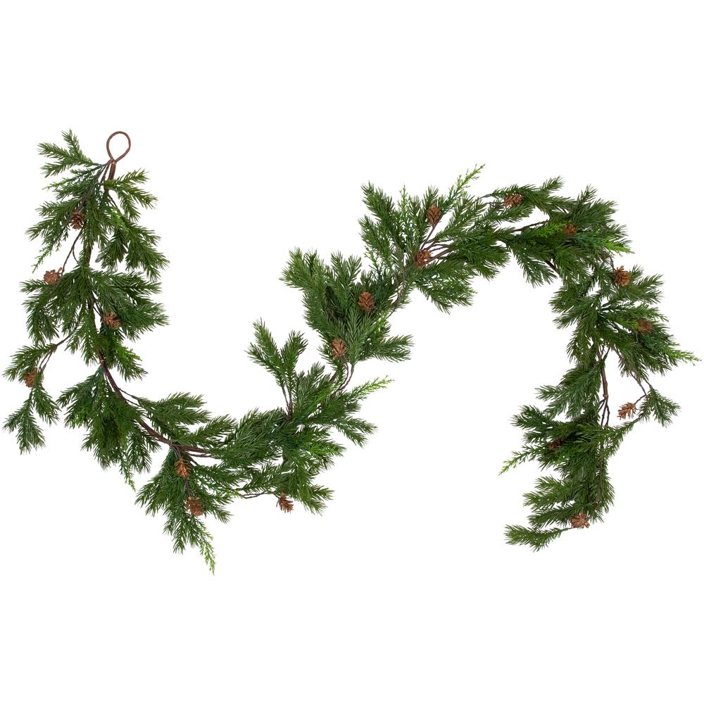 6' Cypress and Pine Cone Artificial Christmas Garland - Unlit. Picture 1