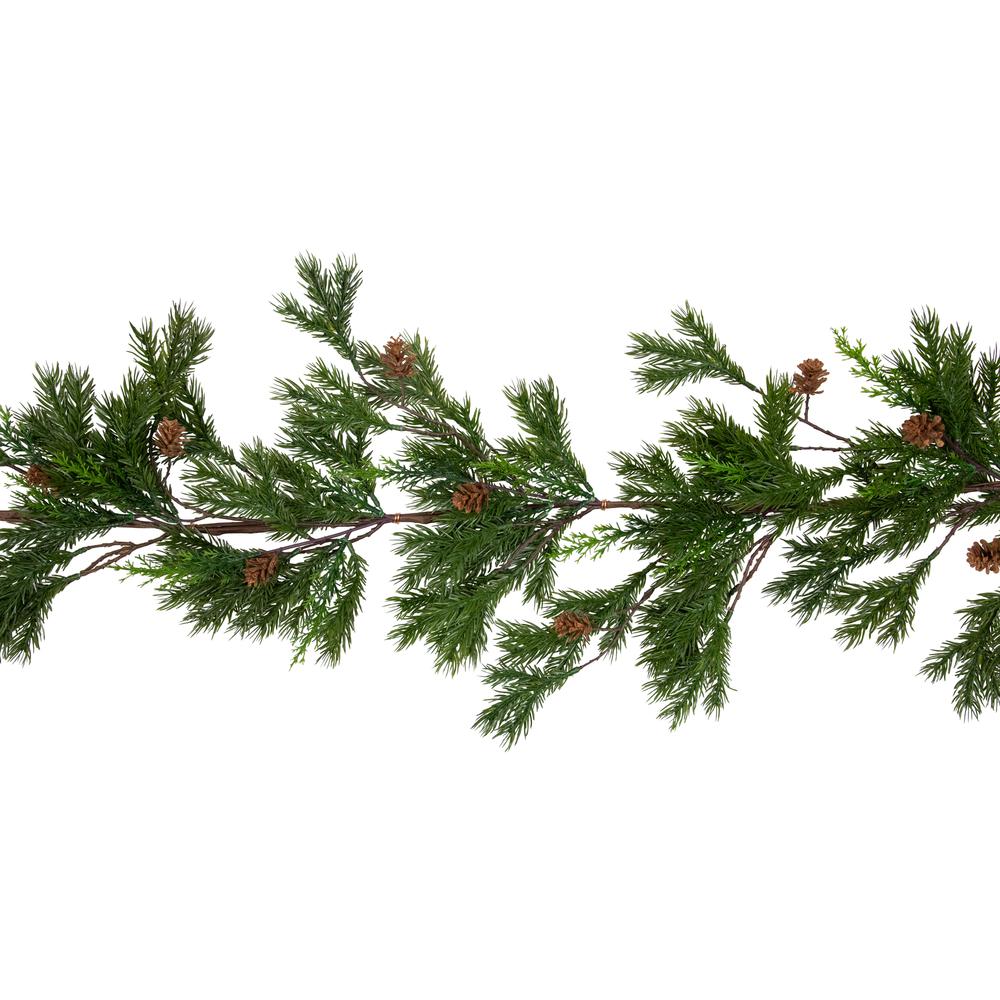 6' Cypress and Pine Cone Artificial Christmas Garland - Unlit. Picture 4