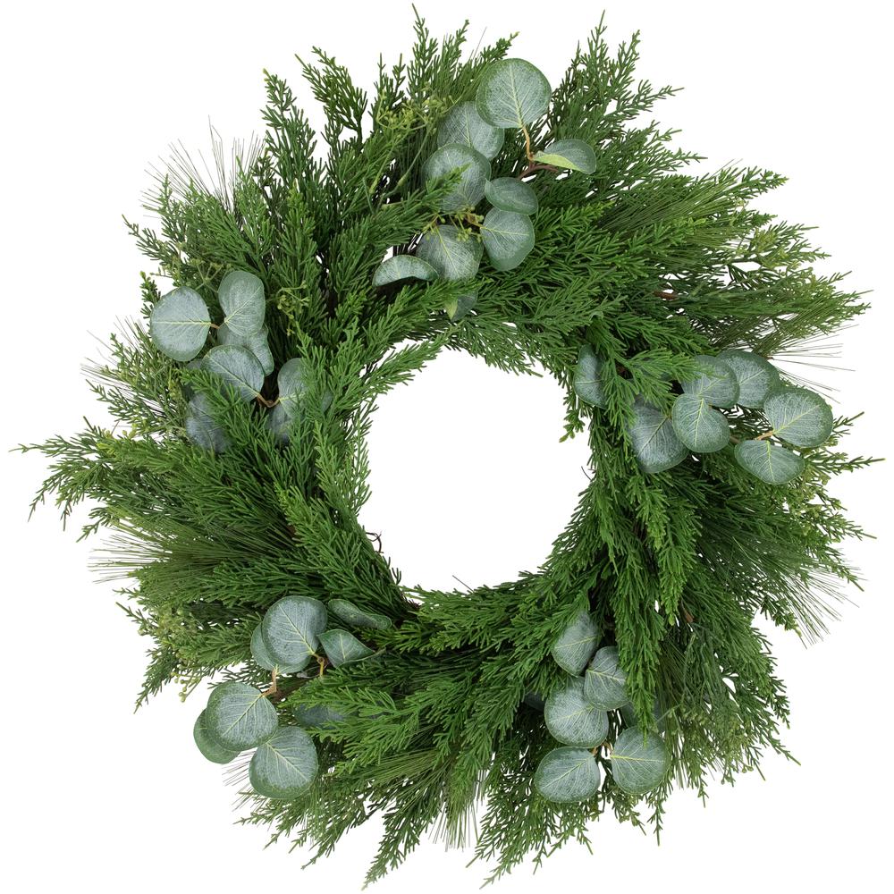 Eucalyptus and Mixed Pine Artificial Christmas Wreath  24-Inch - Unlit. Picture 1