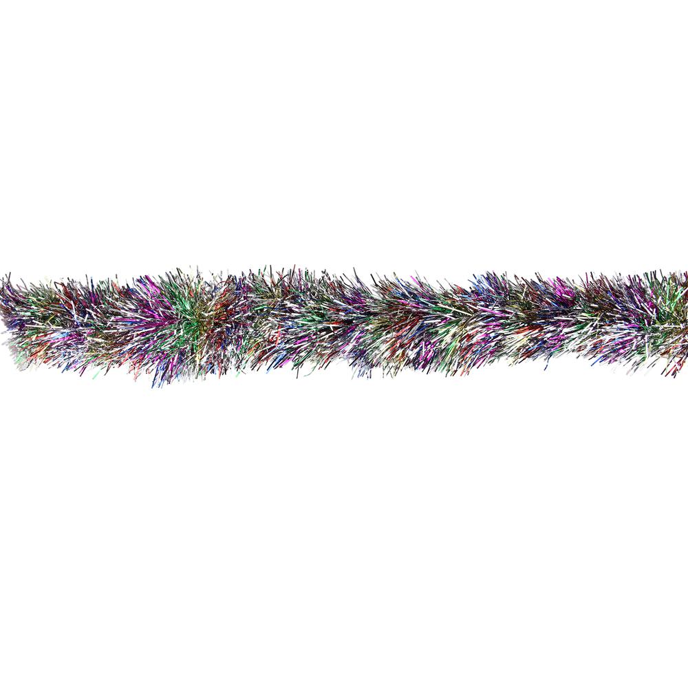 50' x 3" Silver Tinsel Rainbow Artificial Christmas Garland - Unlit. Picture 2