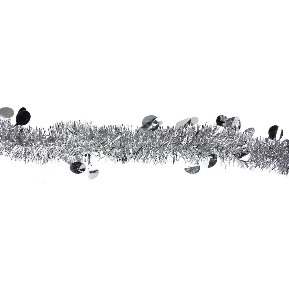 50' x 2.5" Silver Shiny Tinsel Artificial Christmas Garland - Unlit. Picture 2