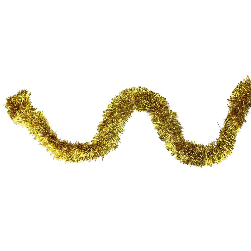 50' x 4" Shiny Gold Traditional Christmas Foil Tinsel Garland - Unlit. Picture 1