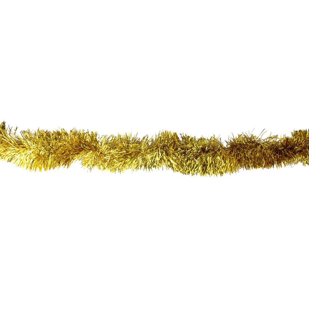 50' x 4" Shiny Gold Traditional Christmas Foil Tinsel Garland - Unlit. Picture 2