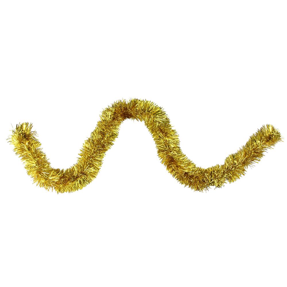 50' Traditional Deep Gold 8 Ply Christmas Foil Tinsel Garland - Unlit. Picture 1