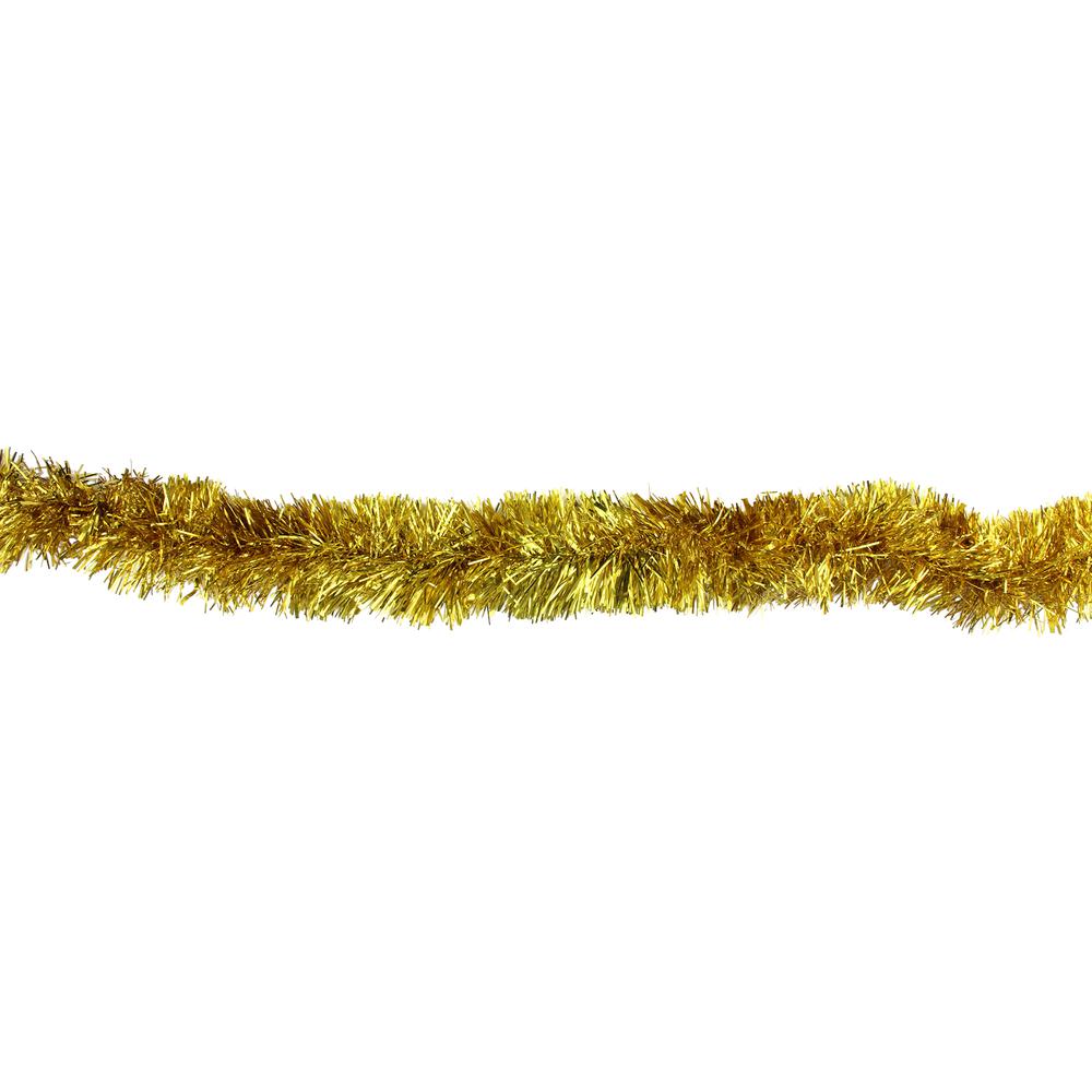 50' Traditional Deep Gold 8 Ply Christmas Foil Tinsel Garland - Unlit. Picture 2