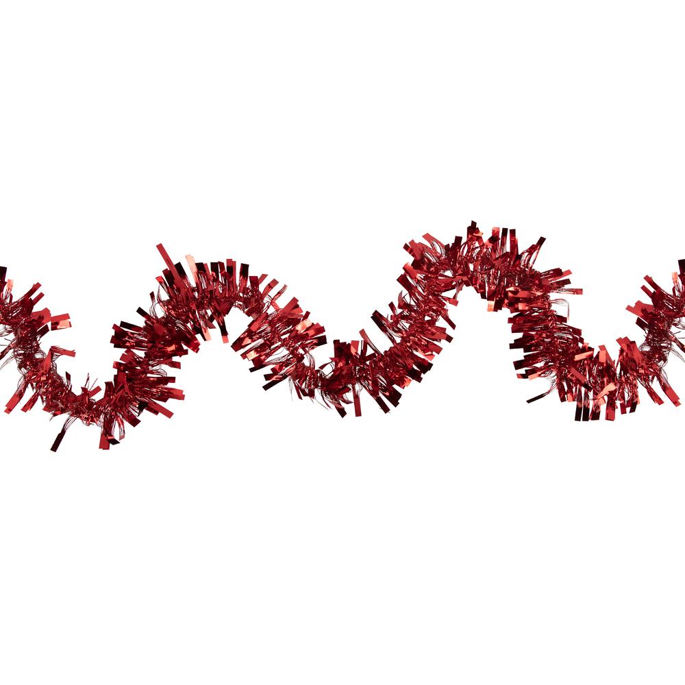 50' x 3" Red Boa Wide Cut Tinsel Christmas Garland - Unlit. Picture 1