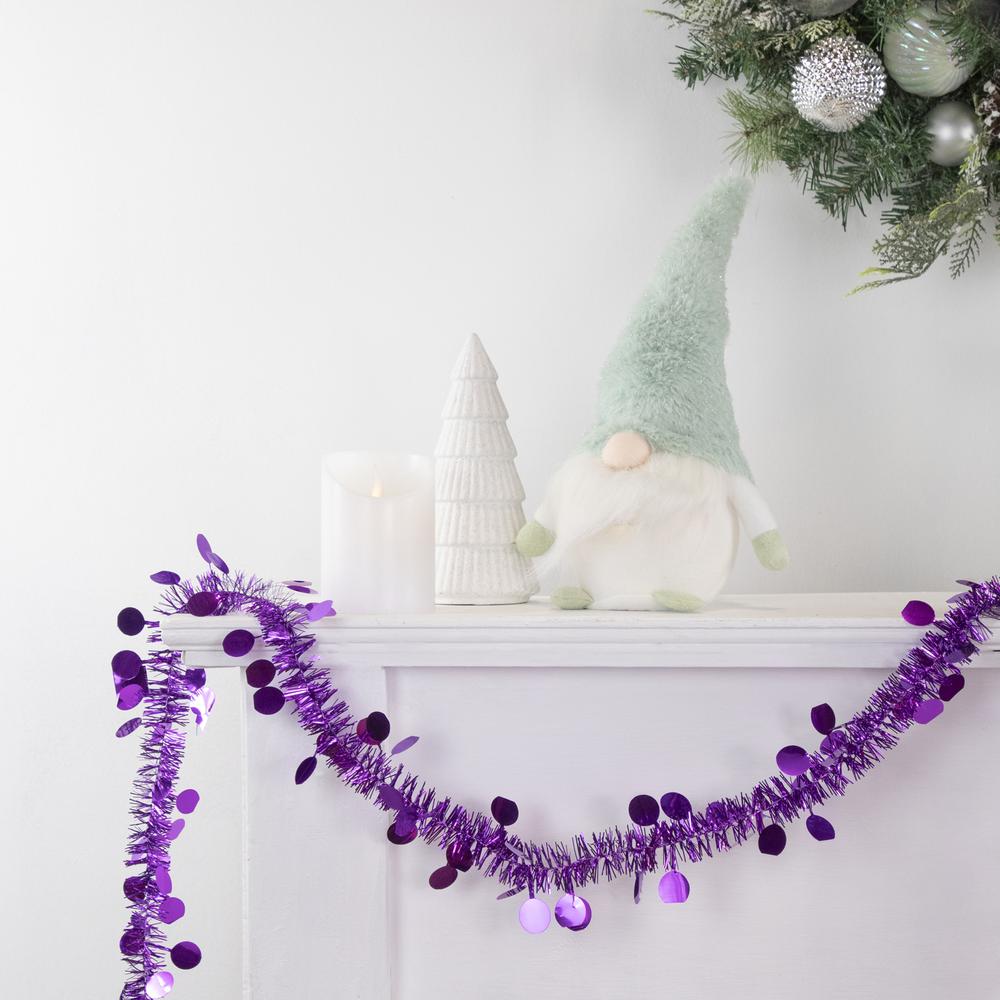 50' x 1.5" Purple Tinsel Christmas Garland with Polka Dots - Unlit. Picture 2