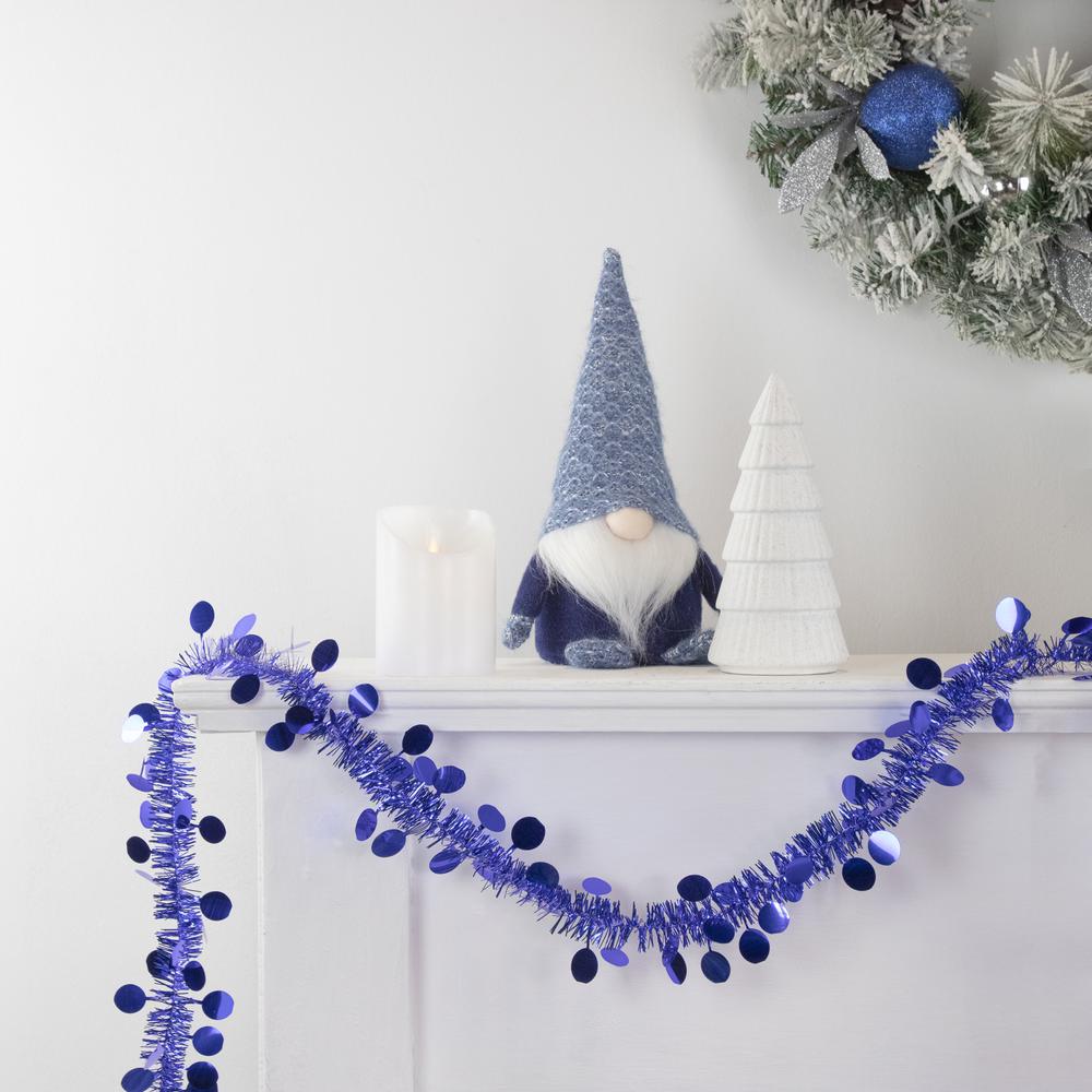 50' x 1.5" Lavish Blue Tinsel Christmas Garland with Polka Dots - Unlit. Picture 2