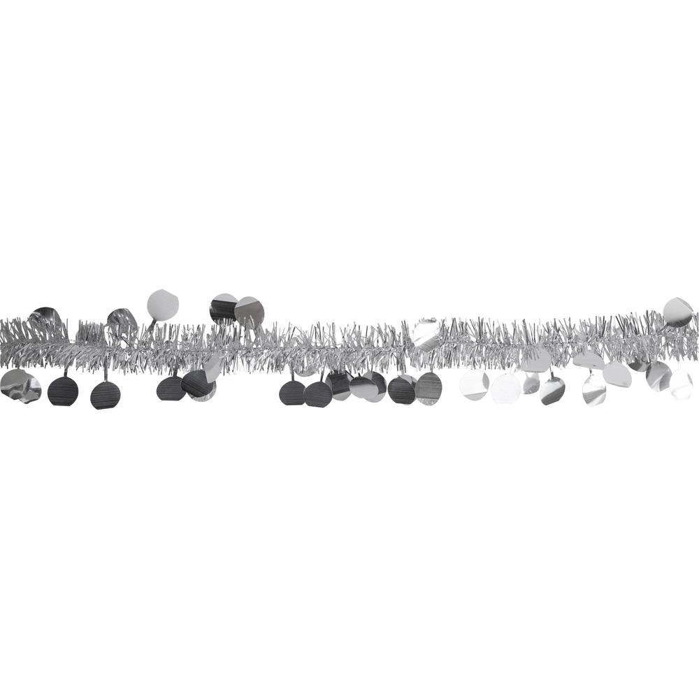 50' x 1.5" Silver Tinsel Christmas Garland with Polka Dots - Unlit. Picture 3