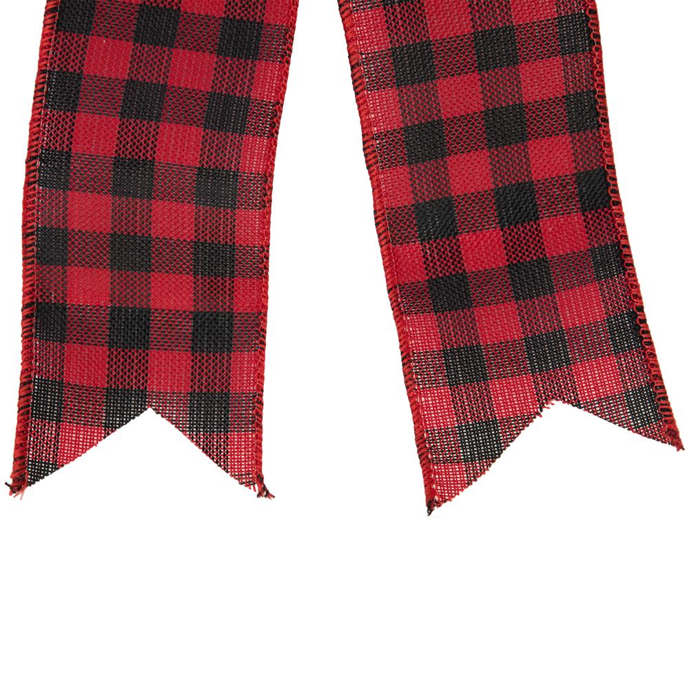 19" Buffalo Plaid Print 14 Loop Christmas Bow Tree Topper. Picture 4