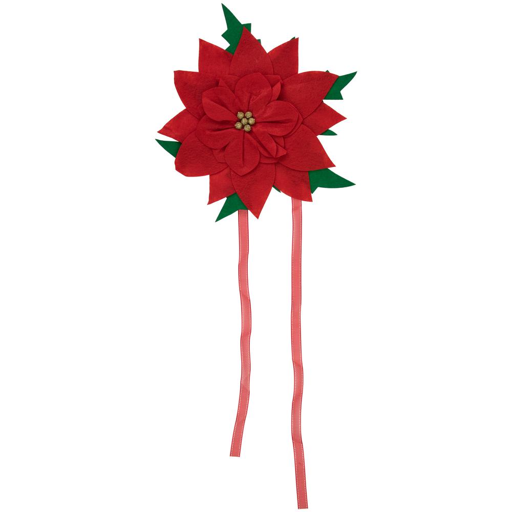 29" Red Poinsettia Tie-On Christmas Tree Topper  Unlit. Picture 3