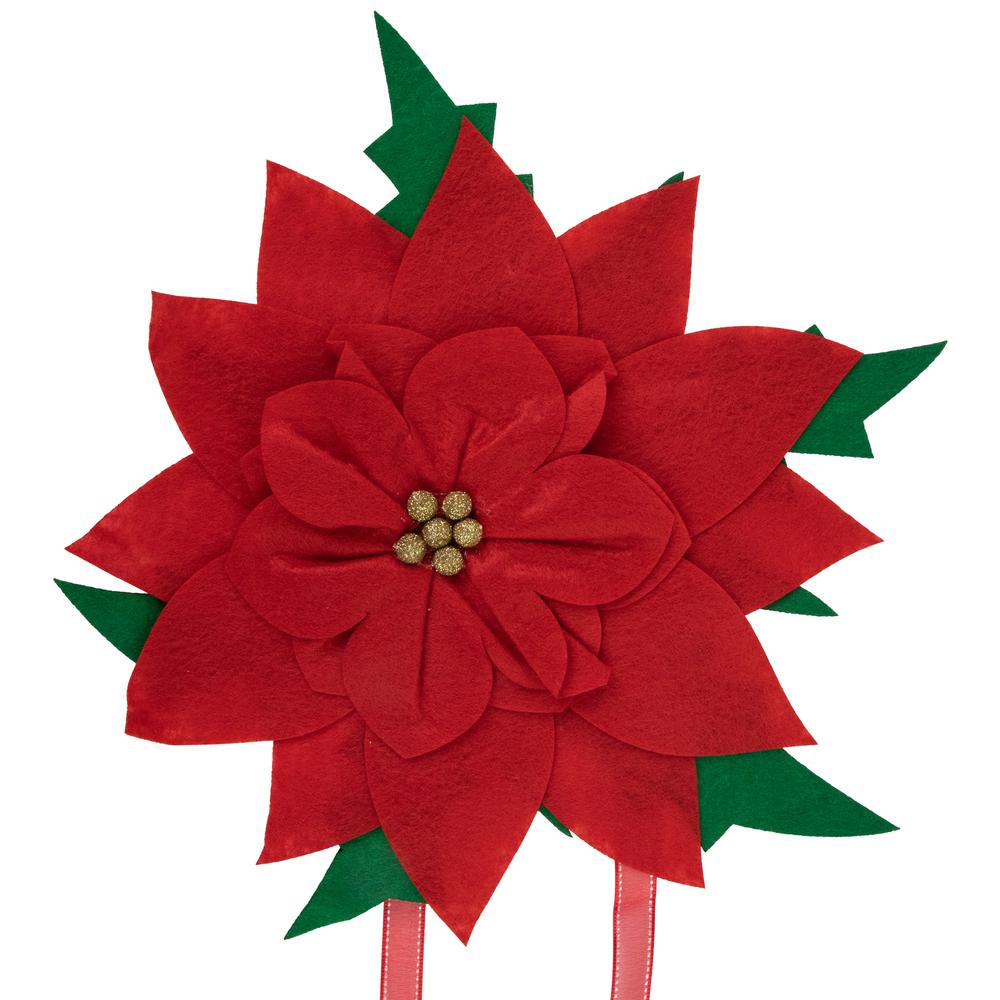 29" Red Poinsettia Tie-On Christmas Tree Topper  Unlit. Picture 1