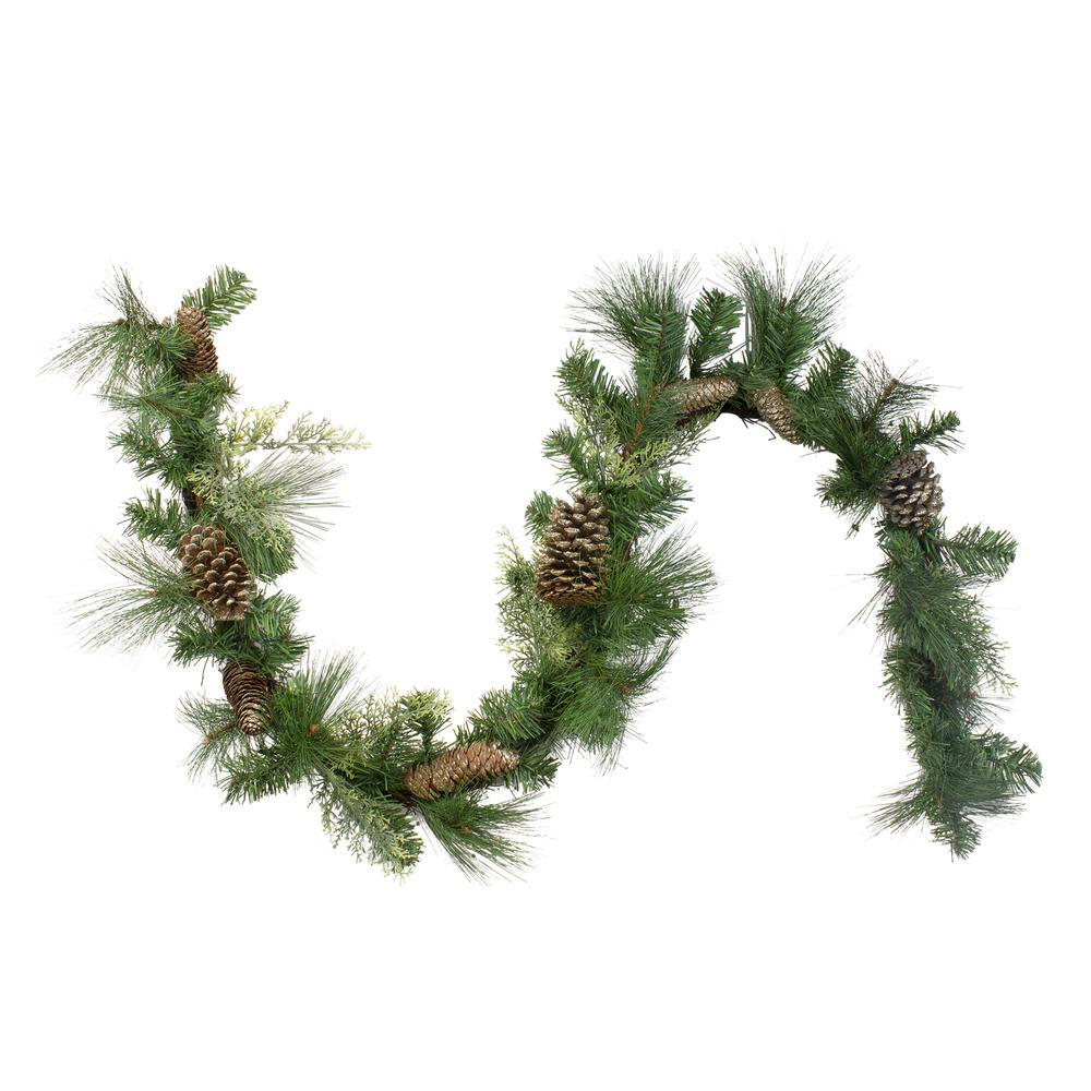 6' x 14" Mixed Pine and Glitter Pine Cones Christmas Garland - Unlit. Picture 3