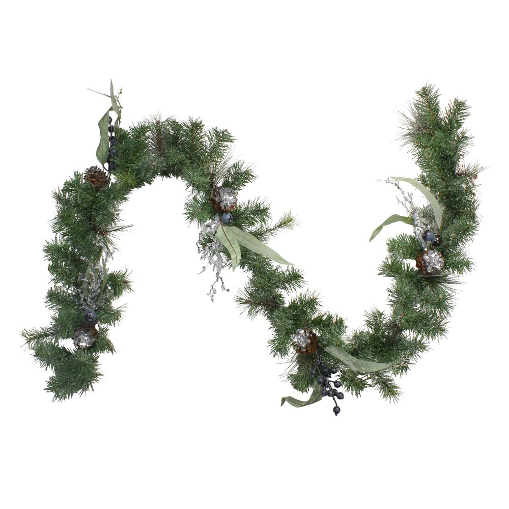 6' x 12" Pine and Blueberries Artificial Christmas Garland - Unlit. Picture 3