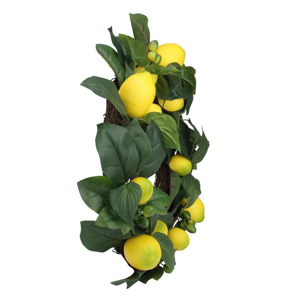 Lemon and Foliage Artificial Wreath  Yellow 22-Inch. Picture 2