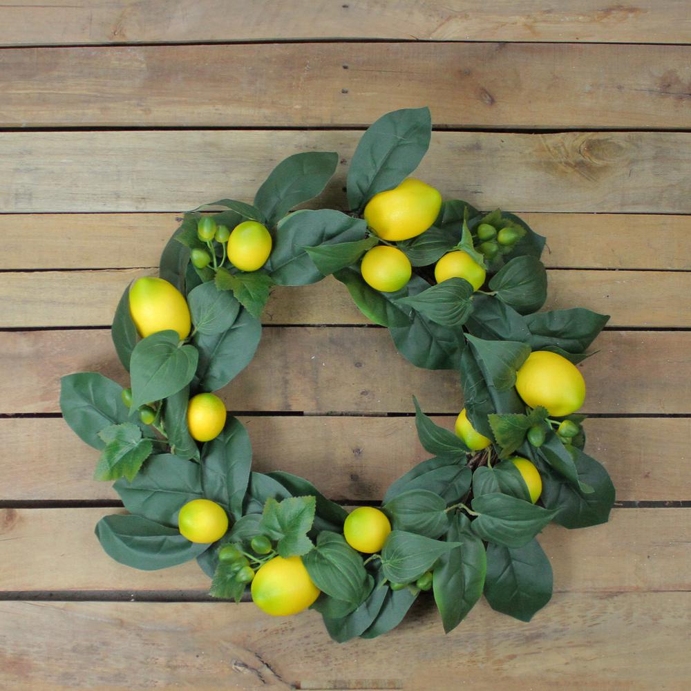 Lemon and Foliage Artificial Wreath  Yellow 22-Inch. Picture 3