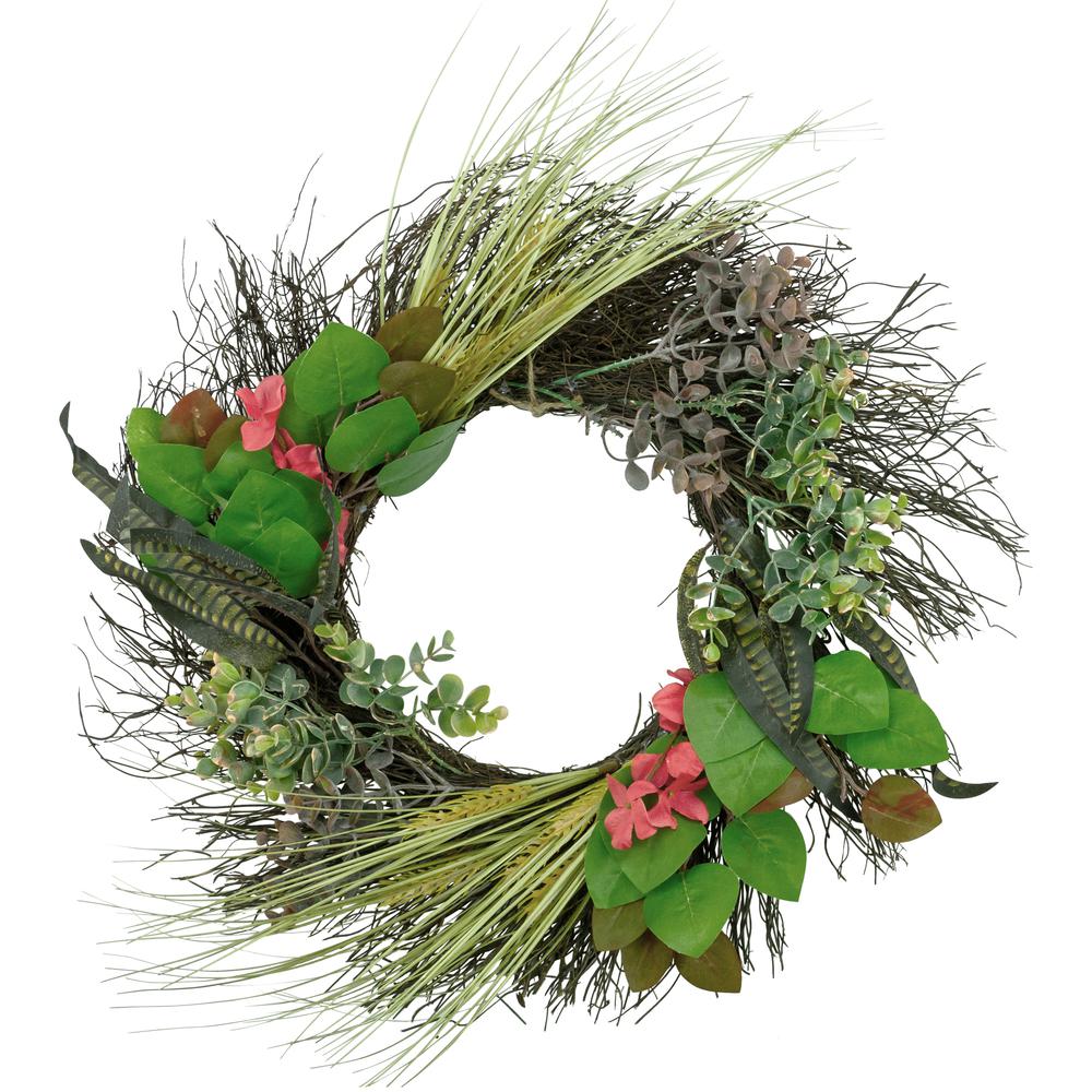 Wheat  Eucalyptus and Twig Artificial Wreath  22-Inch. Picture 1