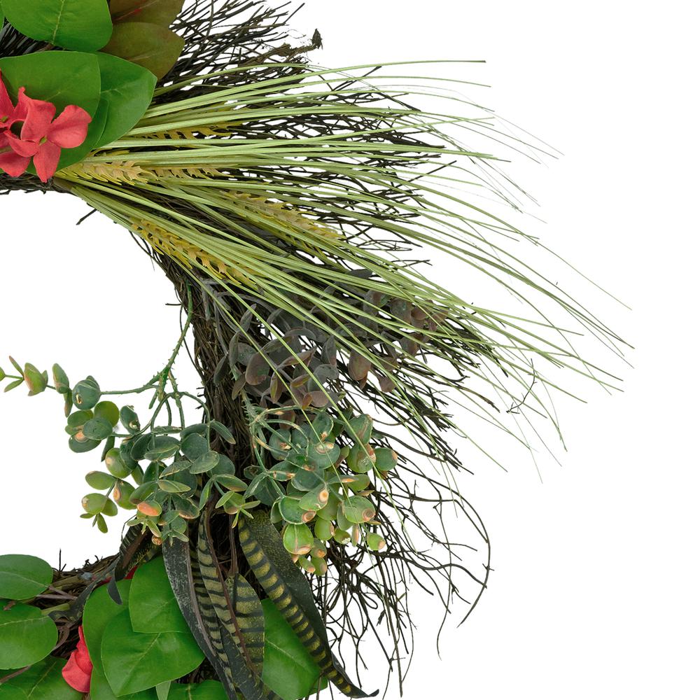 Wheat  Eucalyptus and Twig Artificial Wreath  22-Inch. Picture 2