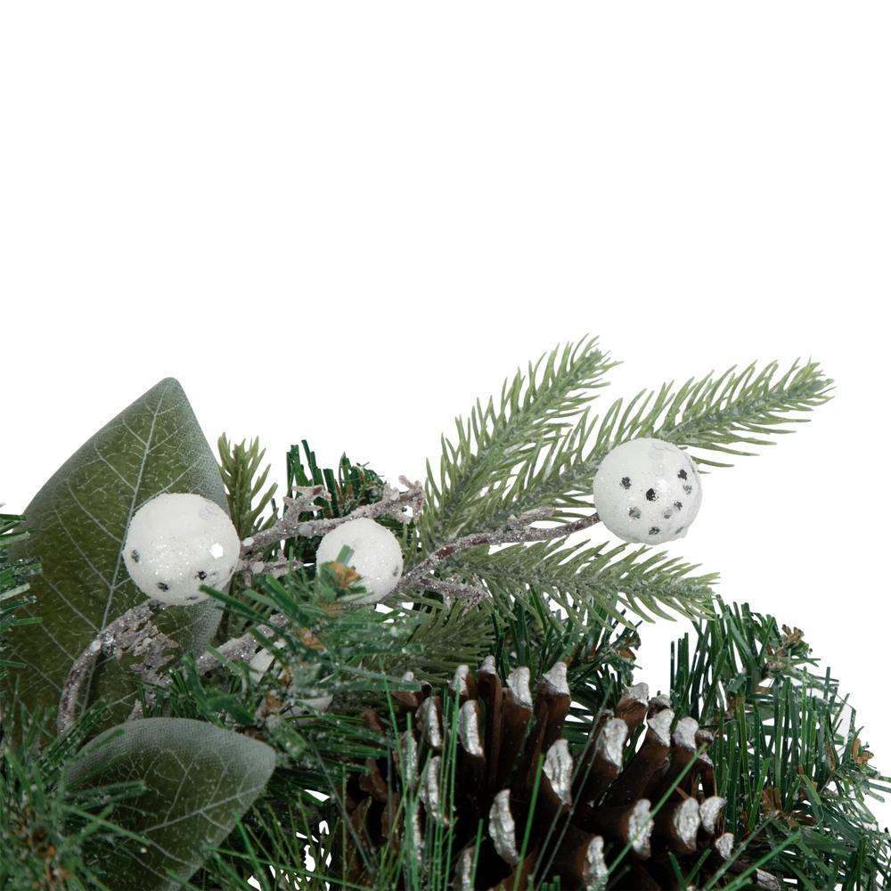 Frosted White Berry and Mixed Pine Artificial Christmas Wreath  24-Inch  Unlit. Picture 2