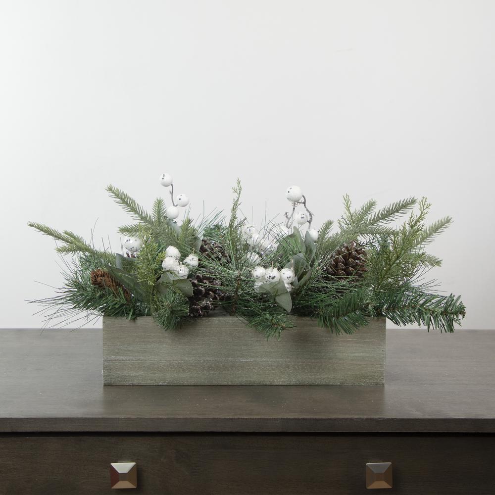 20" Mixed Pine with Pine Cones and Berries Christmas Floral Arrangement. Picture 2