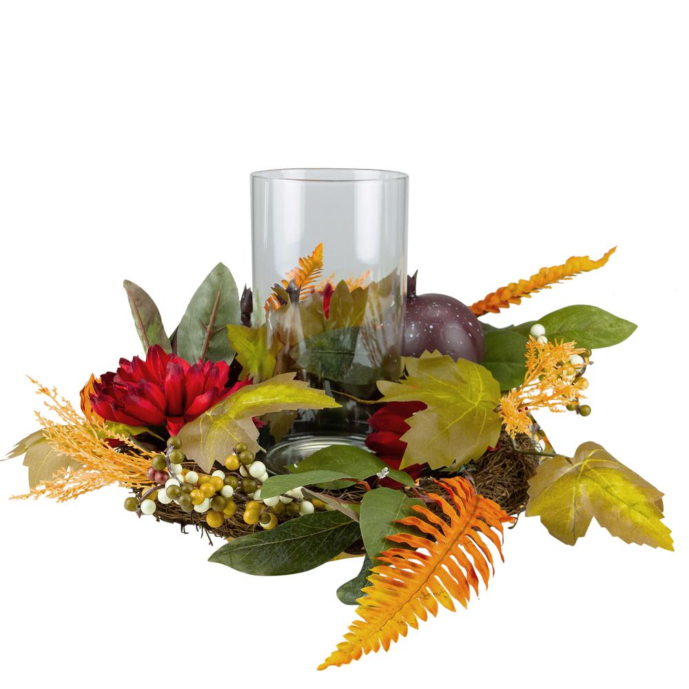 22" Mums with Pomegranate Fall Candle Holder Centerpiece. Picture 4