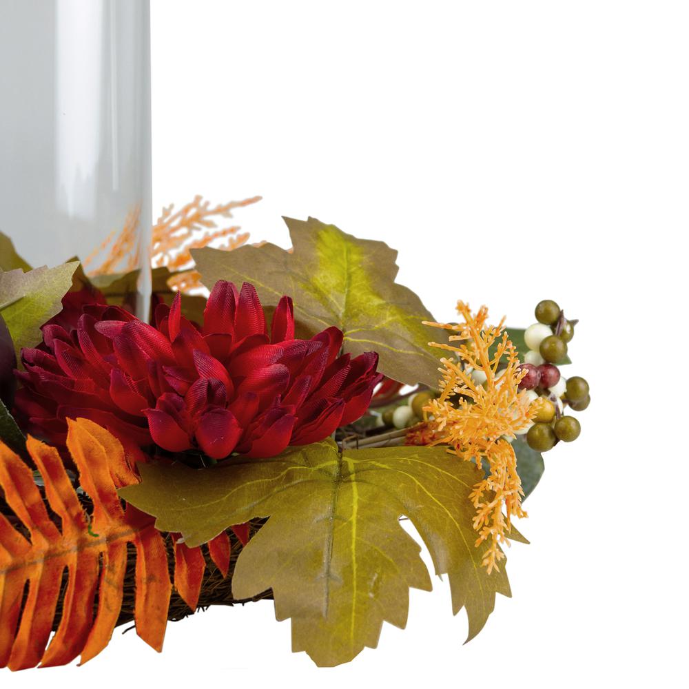 22" Mums with Pomegranate Fall Candle Holder Centerpiece. Picture 2