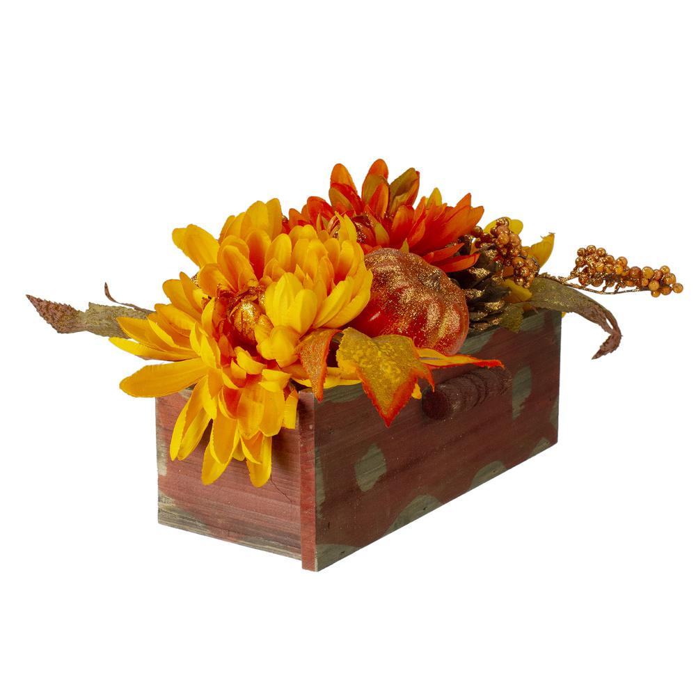 Autumn Harvest Maple Leaf and Berry Arrangement in Rustic Wooden Box Centerpiece. Picture 2