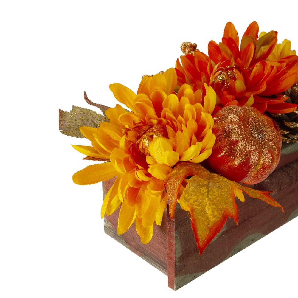 Autumn Harvest Maple Leaf and Berry Arrangement in Rustic Wooden Box Centerpiece. Picture 3