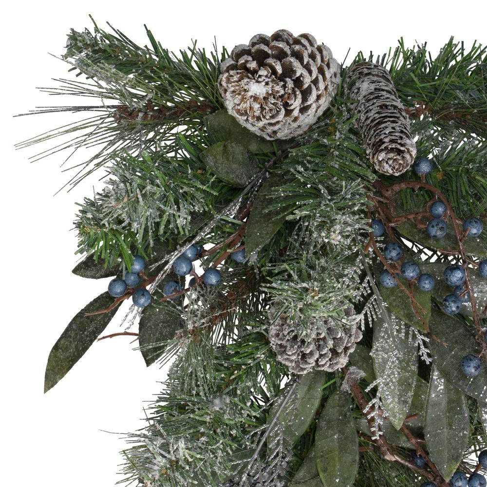 28" Mixed Pine and Blueberries Artificial Christmas Swag - Unlit. Picture 2