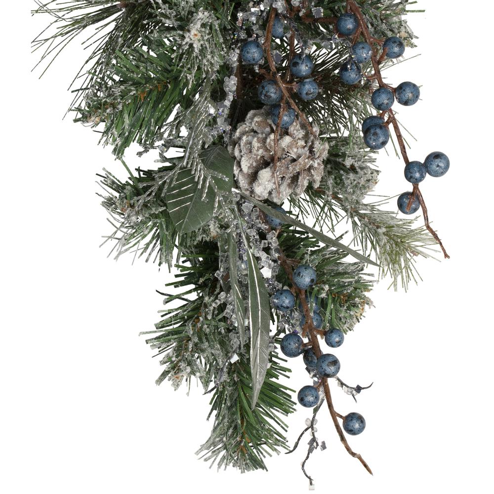 28" Mixed Pine and Blueberries Artificial Christmas Swag - Unlit. Picture 3