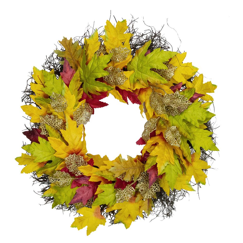 Maple Leaf Artificial Fall Harvest Wreath  22-Inch. Picture 1