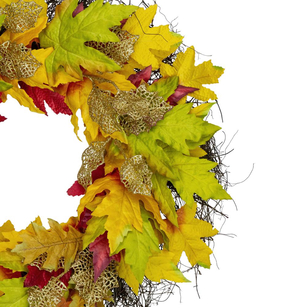 Maple Leaf Artificial Fall Harvest Wreath  22-Inch. Picture 3