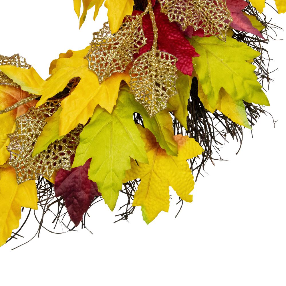 Maple Leaf Artificial Fall Harvest Wreath  22-Inch. Picture 2
