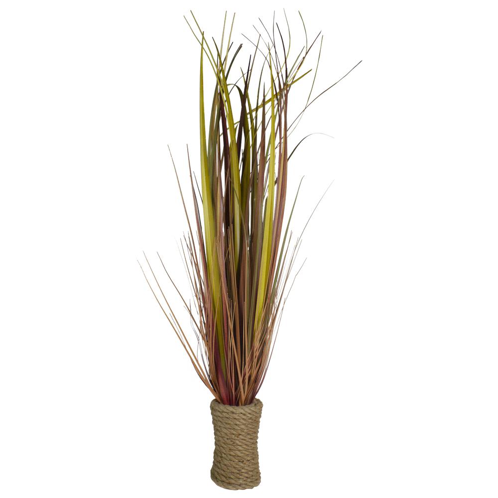 34" Red Artificial Grass Plant in a Rope Pot. Picture 1