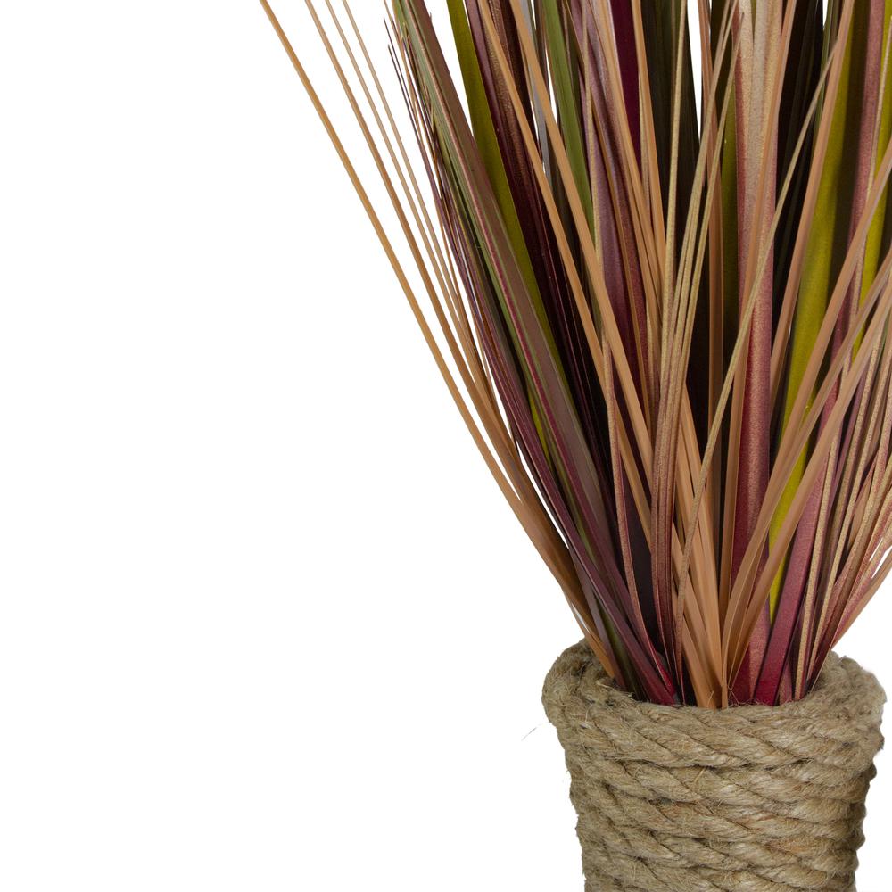 34" Red Artificial Grass Plant in a Rope Pot. Picture 2