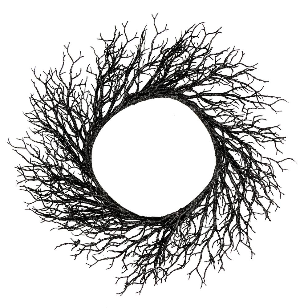 Black Twig Artificial Halloween Wreath  24-Inch  Unlit. Picture 1