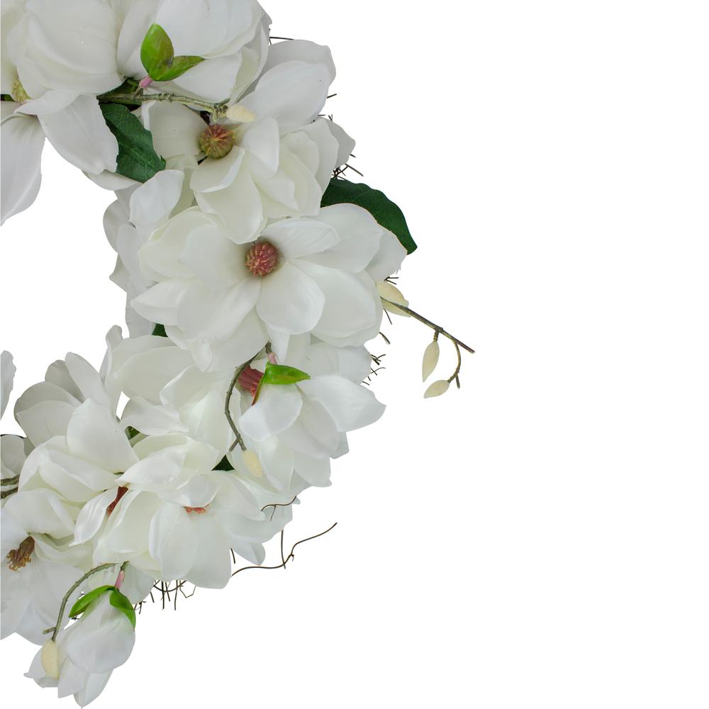 White Magnolias Artificial Spring Wreath - 24-Inch  Unlit. Picture 2