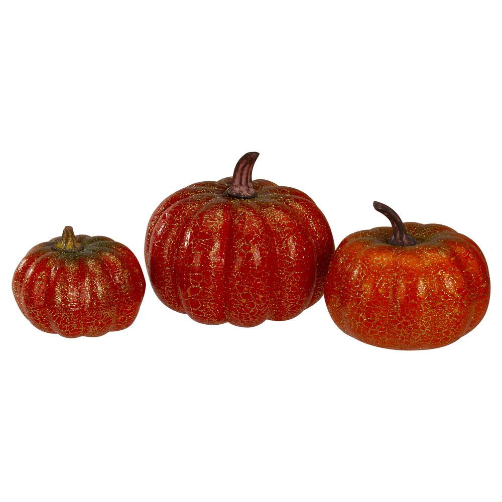 Set of 5 Artificial Fall Harvest Pumpkins Decorations 4". Picture 4