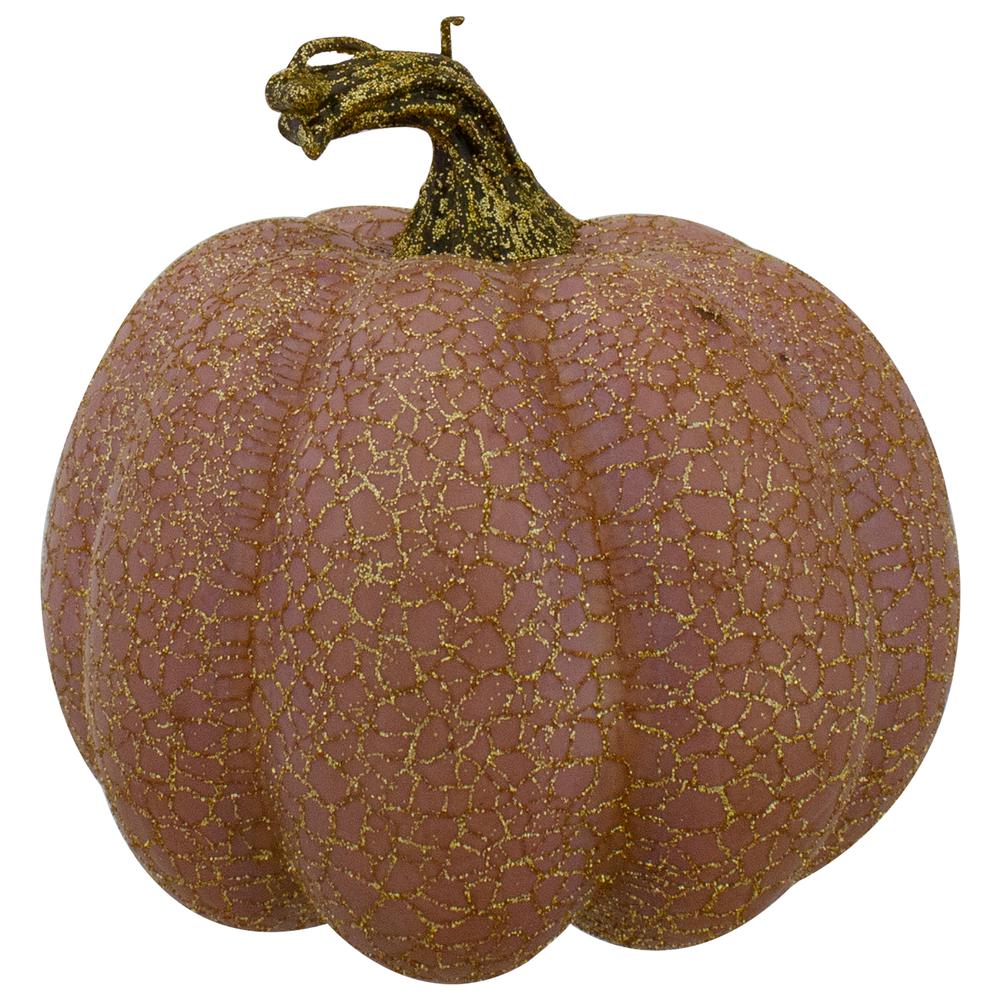 Set of 3 Orange  Brown and Purple Fall Harvest Tabletop Pumpkins 4". Picture 4