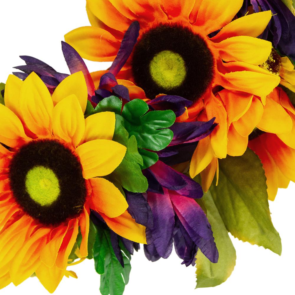 Sunflower and Mum Twig Autumn Artificial Floral Wreath  20-Inch. Picture 3